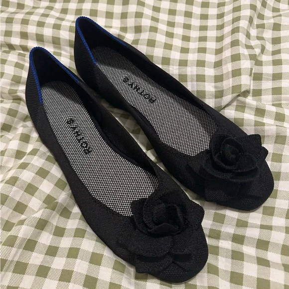Rothy's Women’s Petal Square Black Flats Size 8.5 Like New - Picture 5 of 7